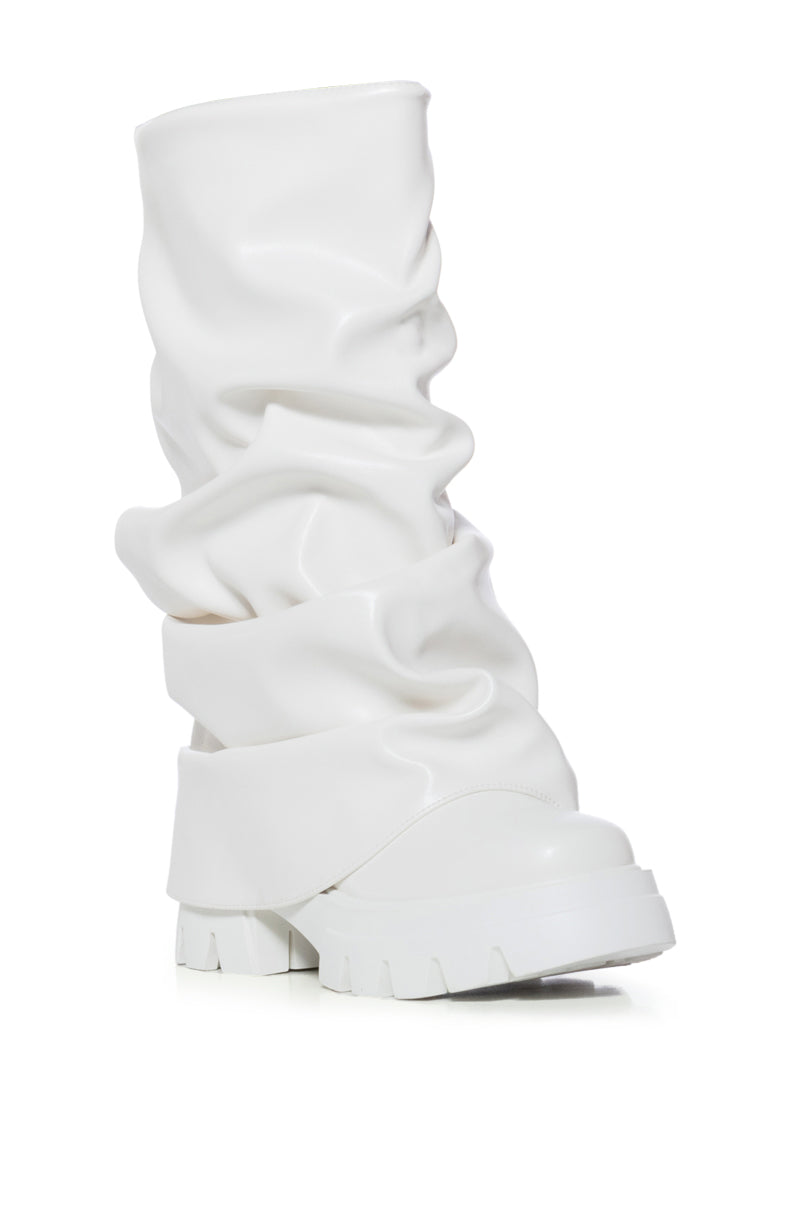 AZALEA WANG MATE MID CALF BOOT IN WHITE