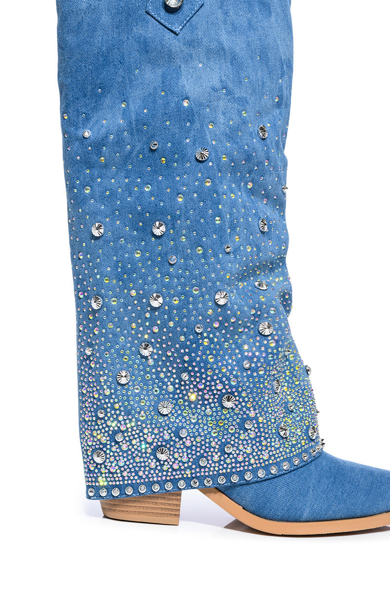 AZALEA WANG MELLOW WESTERN DENIM BOOT