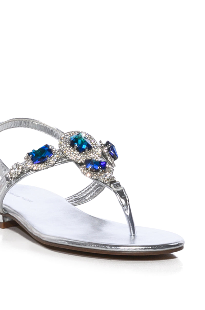 AZALEA WANG OKI EMBELLISHED SANDAL IN SILVER