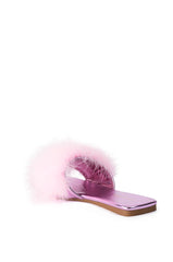 AZALEA WANG PAISLEY FLAT FEATHER SANDAL IN PINK