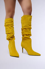 AZALEA WANG PAVETTA YELLOW FAUX SUEDE SLOUCH BOOT