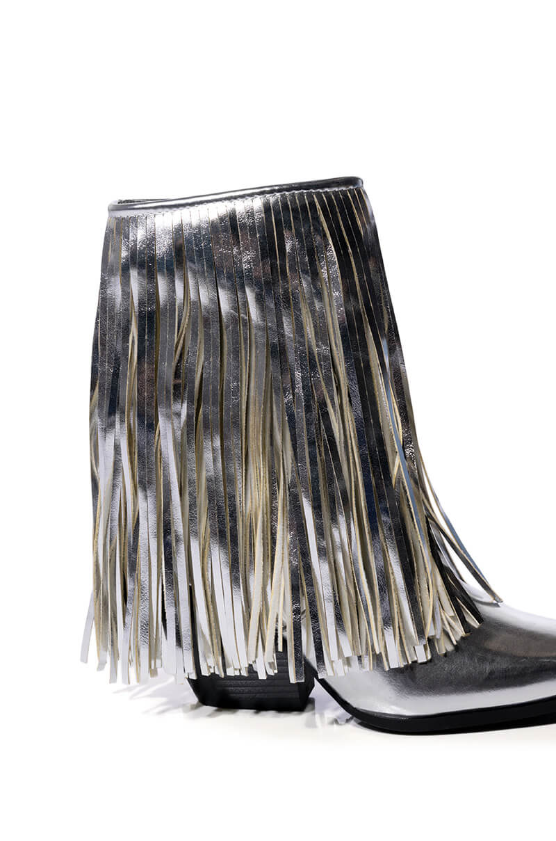 AZALEA WANG SCARLETT METALLIC CHUNKY BOOTIE IN SILVER