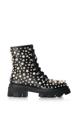AZALEA WANG SCOTCHIE EMBELLISHED BOOTIE IN BLACK