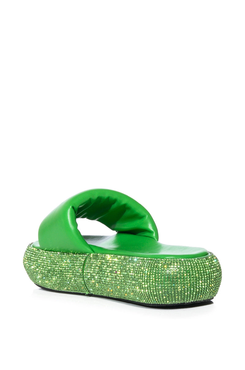 AZALEA WANG SWITZERLAND EMBELLISHED FLATFORM FLAT IN GREEN