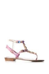 AZALEA WANG SUVI PINK EMBELLISHED SANDAL