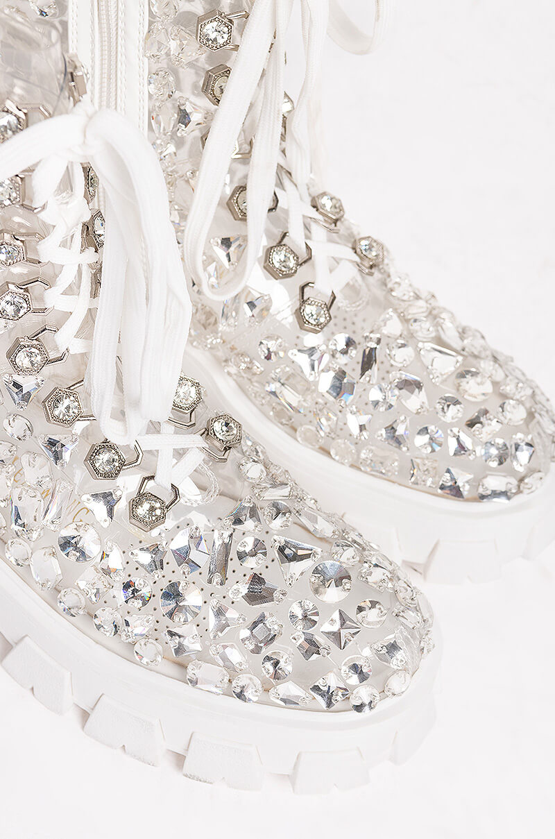 AZALEA WANG THIN ICE FLATFORM BOOTIE IN GLASS