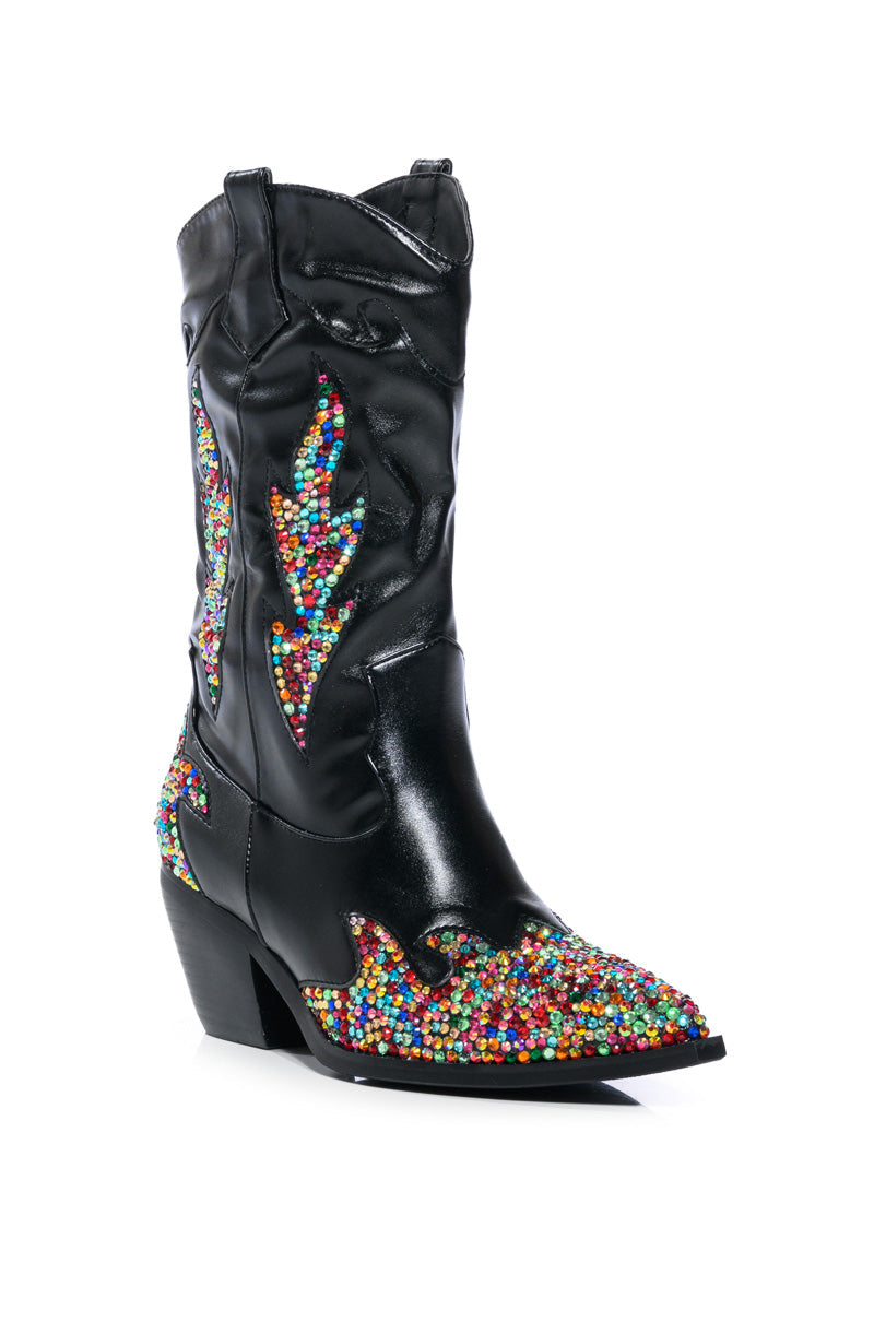 AZALEA WANG VINNY EMBELLISHED WESTERN BOOTIE