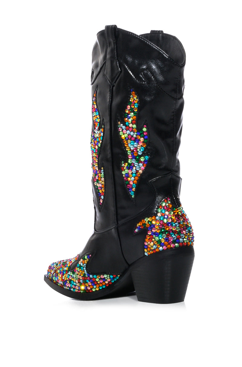 AZALEA WANG VINNY EMBELLISHED WESTERN BOOTIE