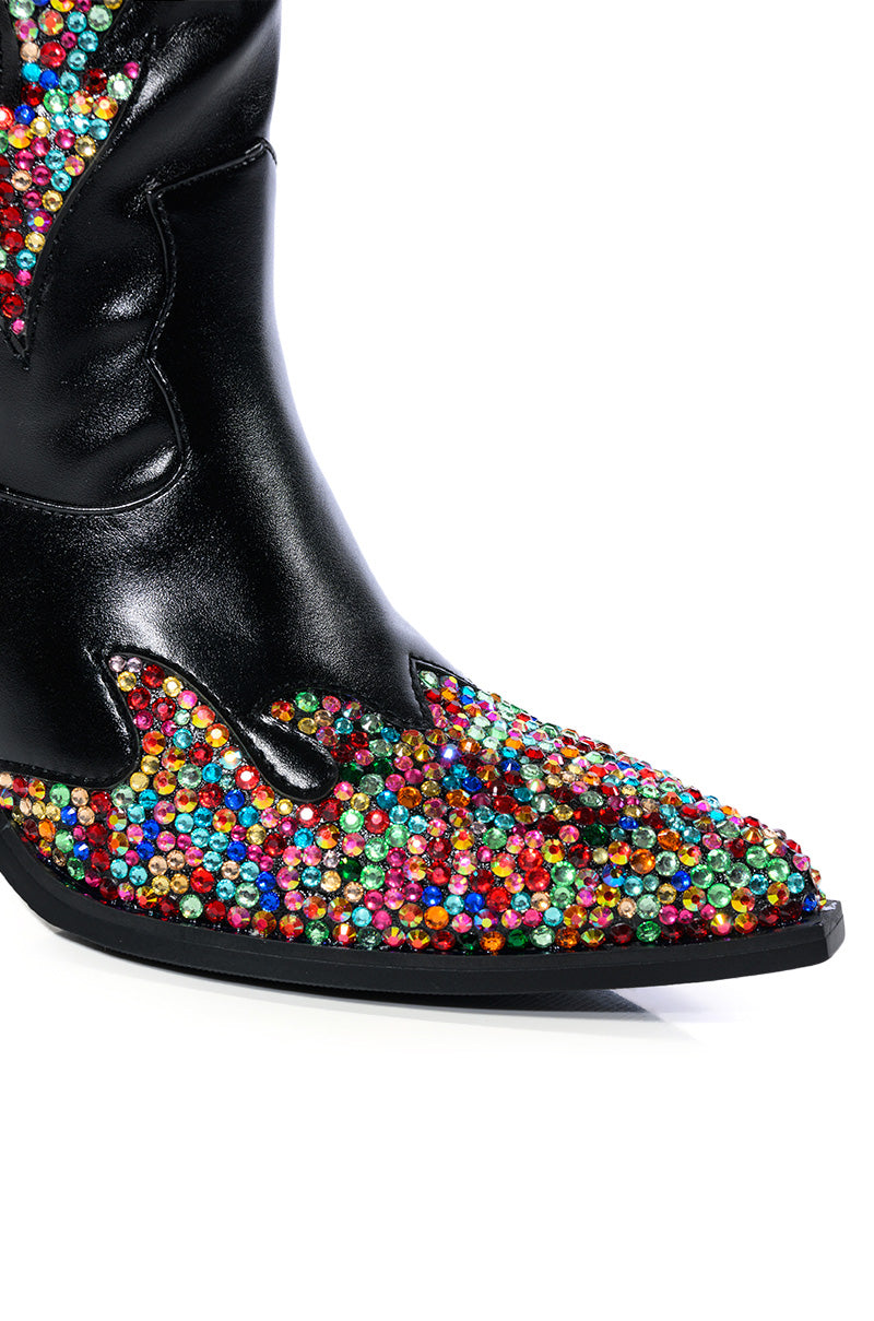 AZALEA WANG VINNY EMBELLISHED WESTERN BOOTIE