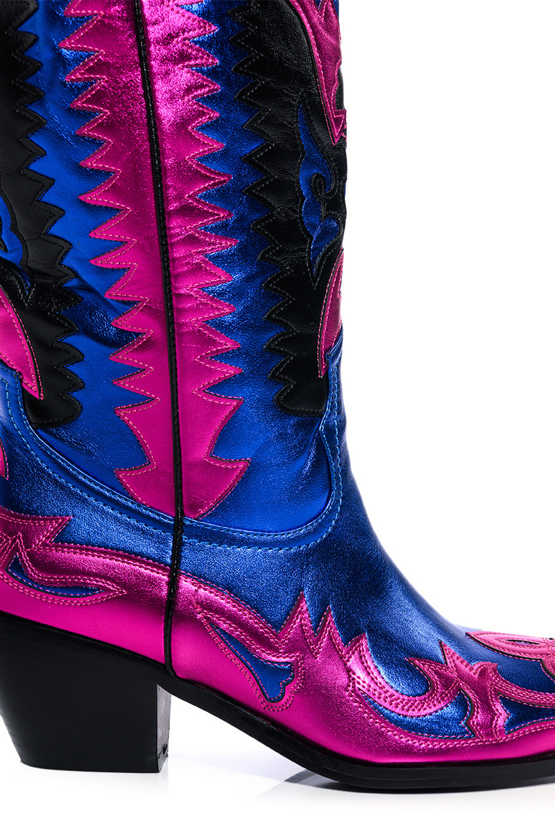AZALEA WANG WAY METALLIC BOOT IN BLUE