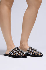 AZALEA WANG XERES GEM EMBELLISHED FLAT IN BLACK