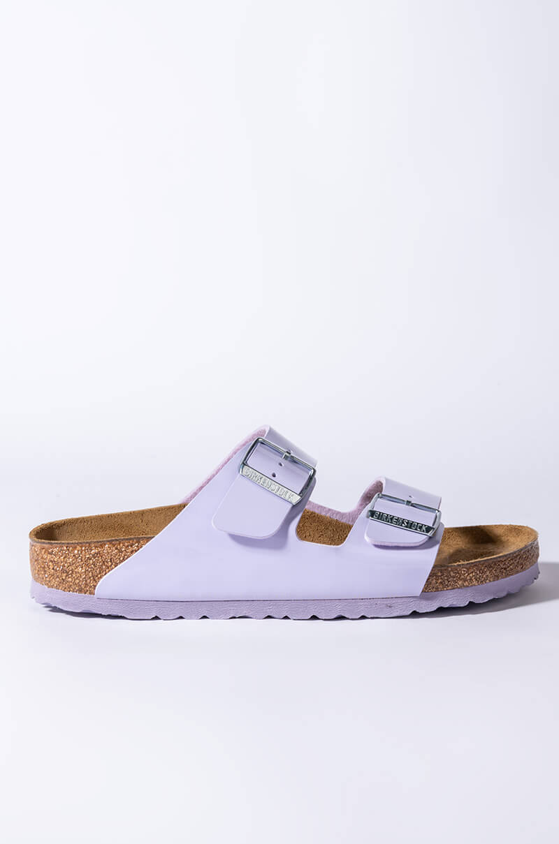 BIRKENSTOCK ARIZONA PATENT PURPLE FOG BIRKO-FLOR SANDAL