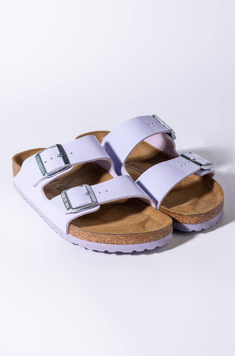 BIRKENSTOCK ARIZONA PATENT PURPLE FOG BIRKO-FLOR SANDAL