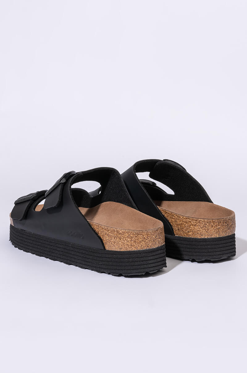 BIRKENSTOCK ARIZONA PLATFORM VEGAN BIRKO-FLOR BLACK SANDAL