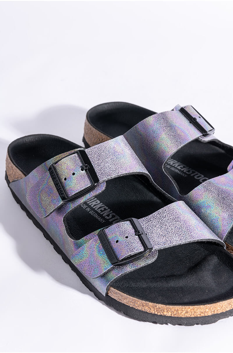 BIRKENSTOCK ARIZONA VEGAN IRIDESCENT MICROFIBER SANDAL