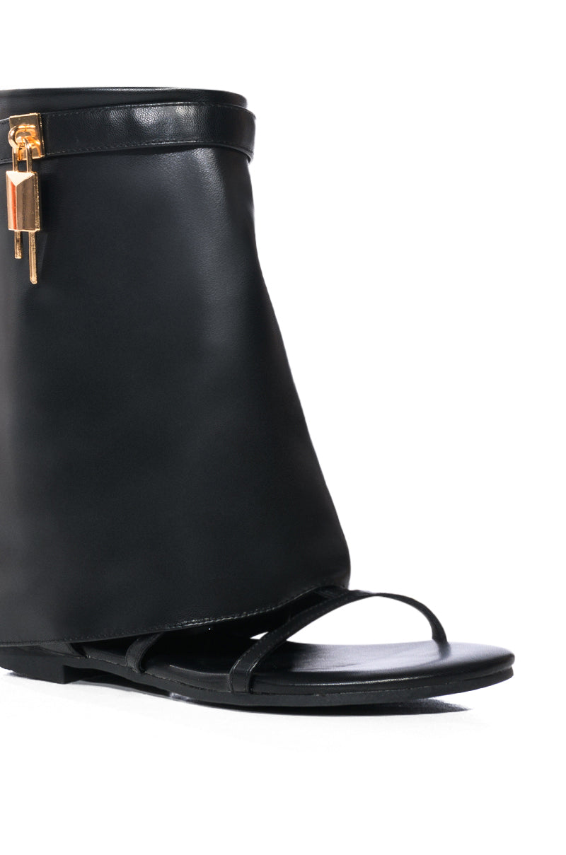 CARAMI BLACK SHEATH SANDAL WITH LOCK