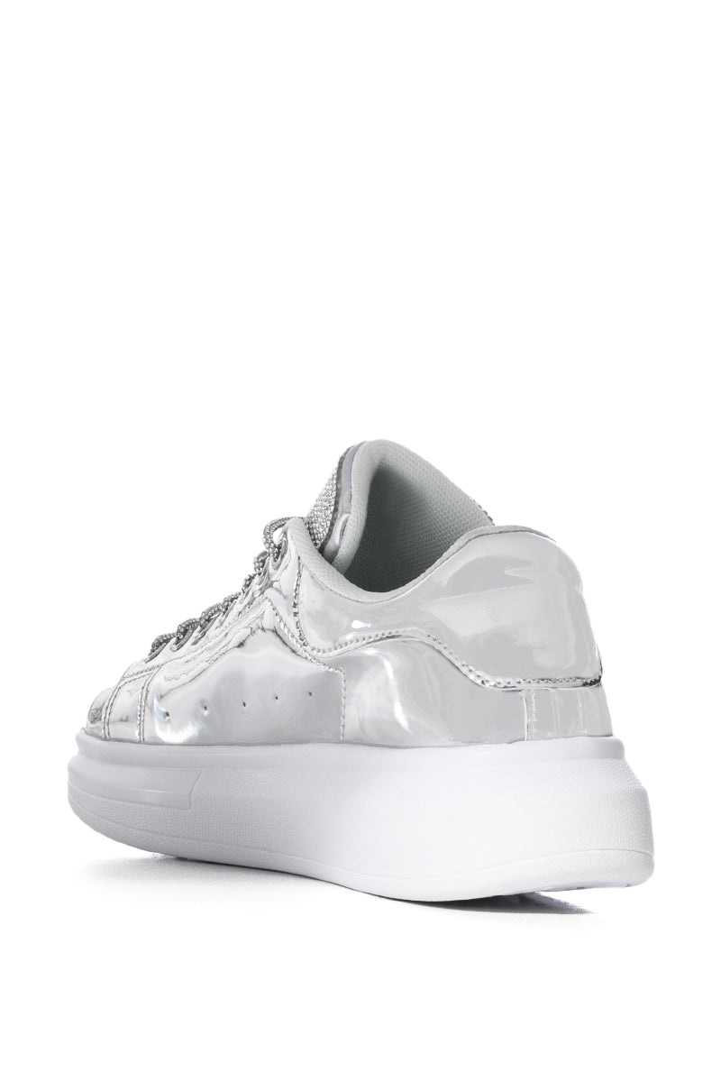 GLEAM TEAM METALLIC SNEAKER IN SILVER