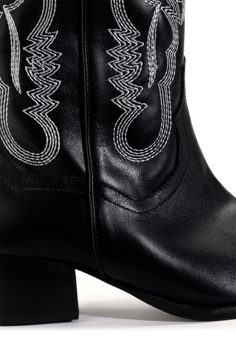 IGGY METALLIC WESTERN STYLE BELOW THE KNEE BOOT IN BLACKWHITE