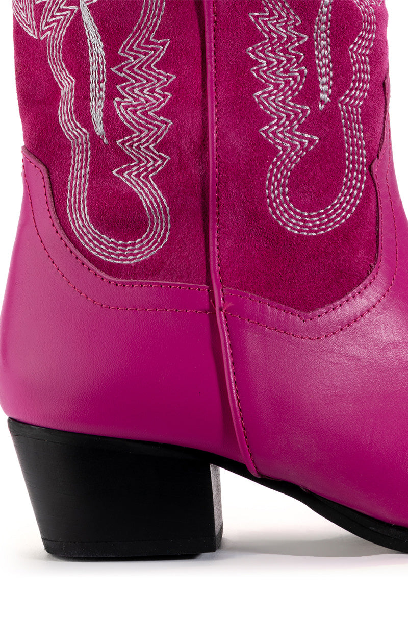 IGGY METALLIC WESTERN STYLE BELOW THE KNEE BOOT IN FUCHSIA