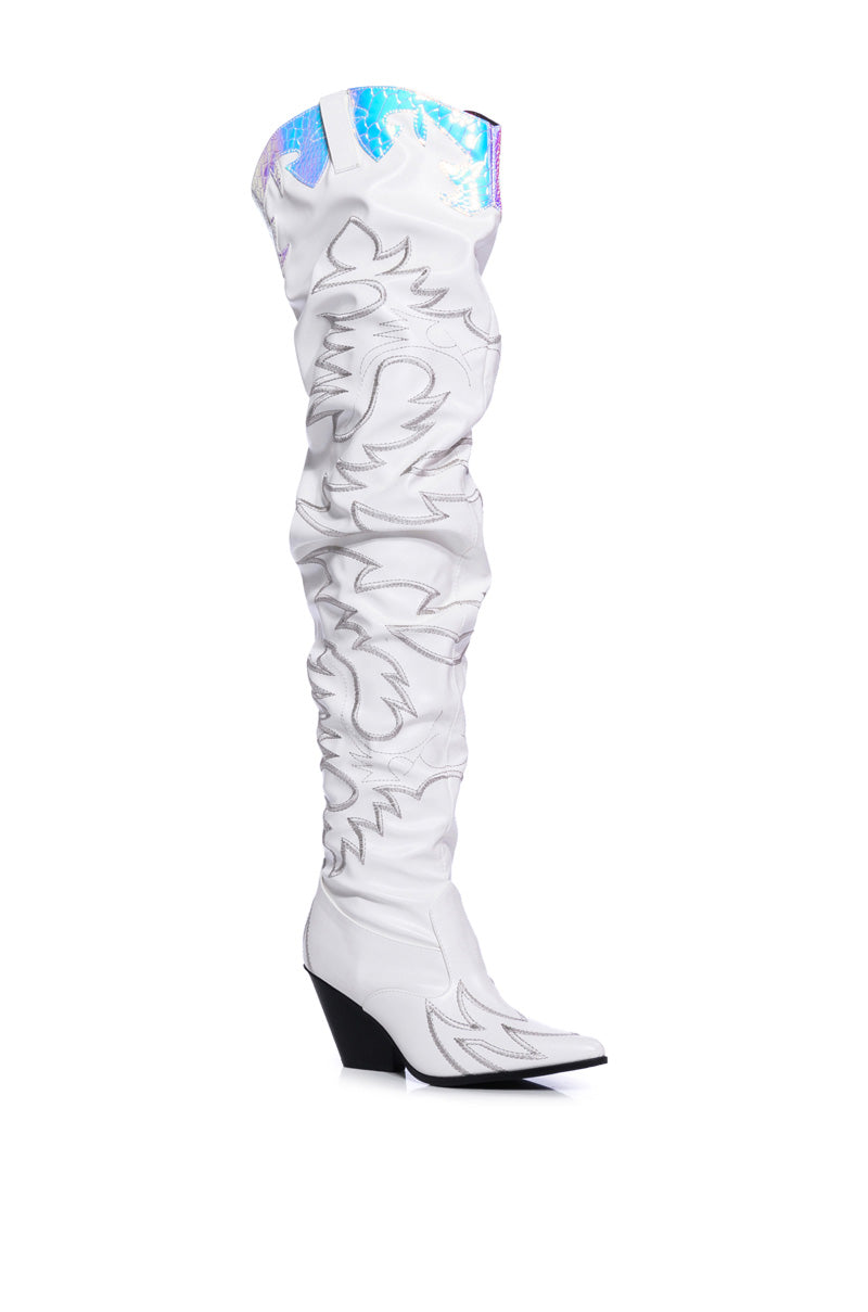 KELSEY OVER THE KNEE WESTERN BOOT IN WHITE