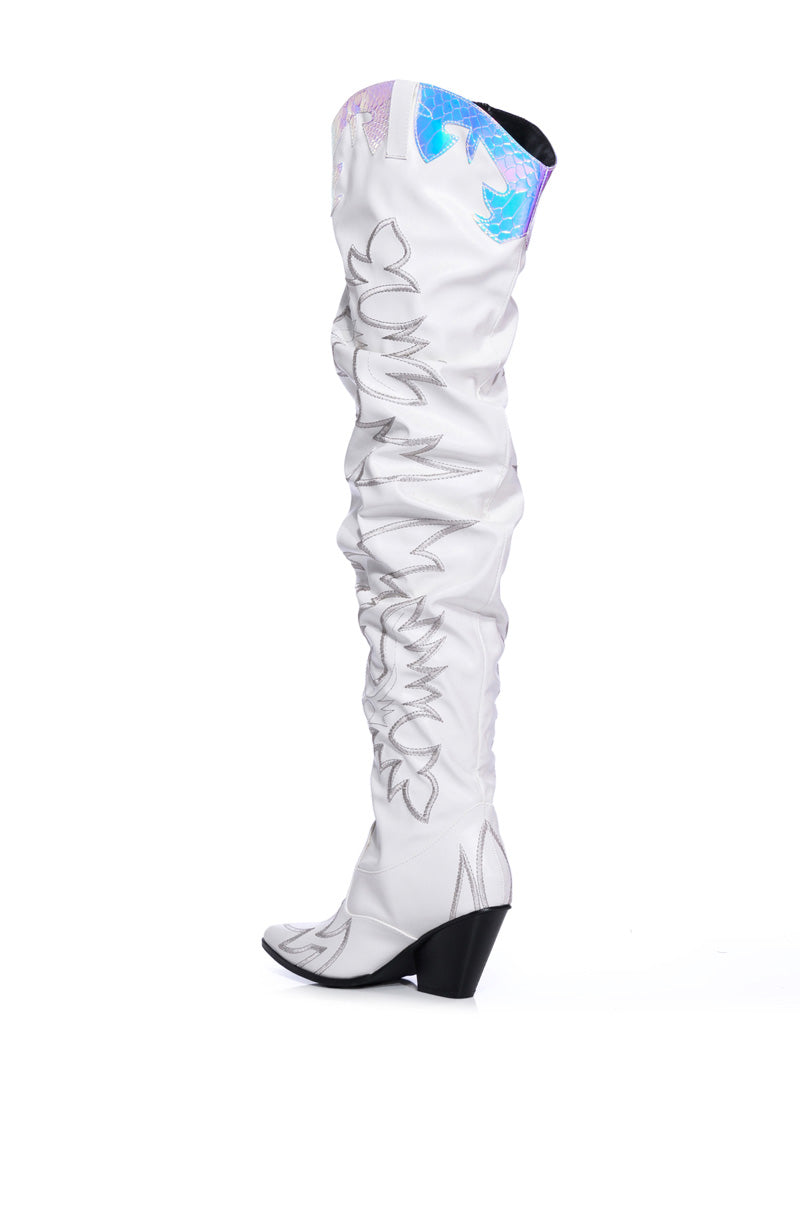 KELSEY OVER THE KNEE WESTERN BOOT IN WHITE