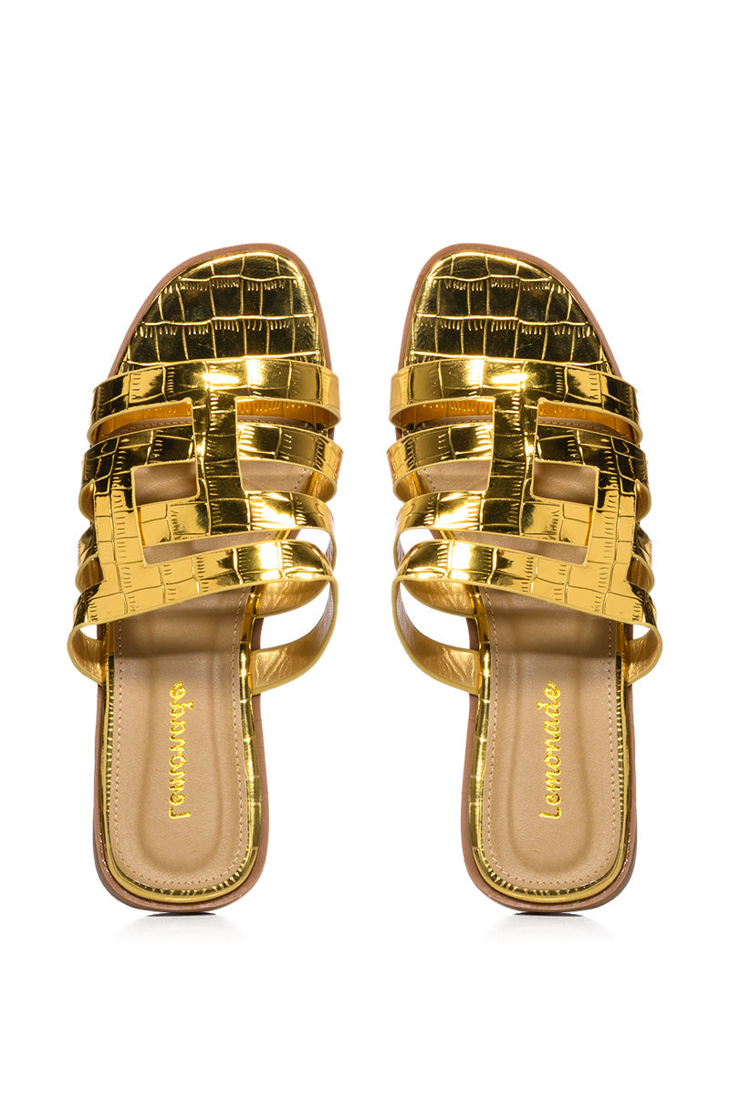 MILLI BASIC BRAID DESIGN FLAT SANDAL IN GOLD