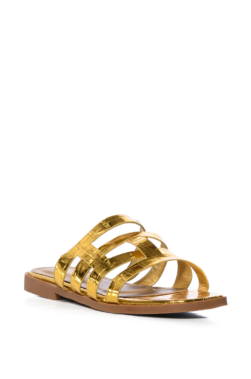 MILLI BASIC BRAID DESIGN FLAT SANDAL IN GOLD