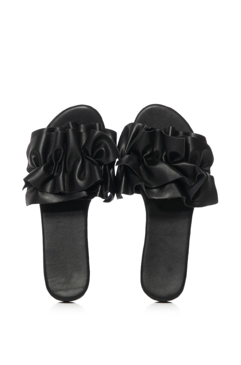 JILL FLAT PU SANDAL IN BLACK