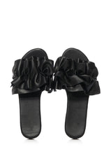 JILL FLAT PU SANDAL IN BLACK