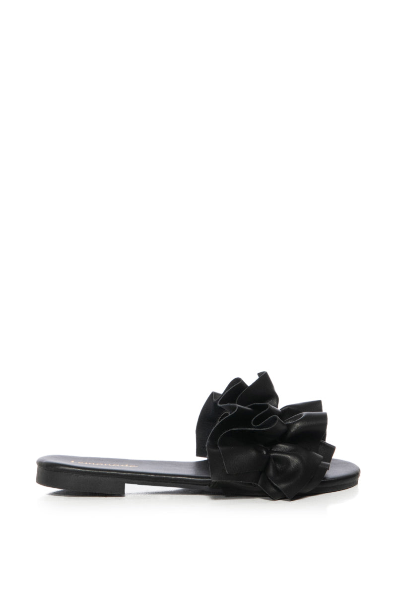 JILL FLAT PU SANDAL IN BLACK