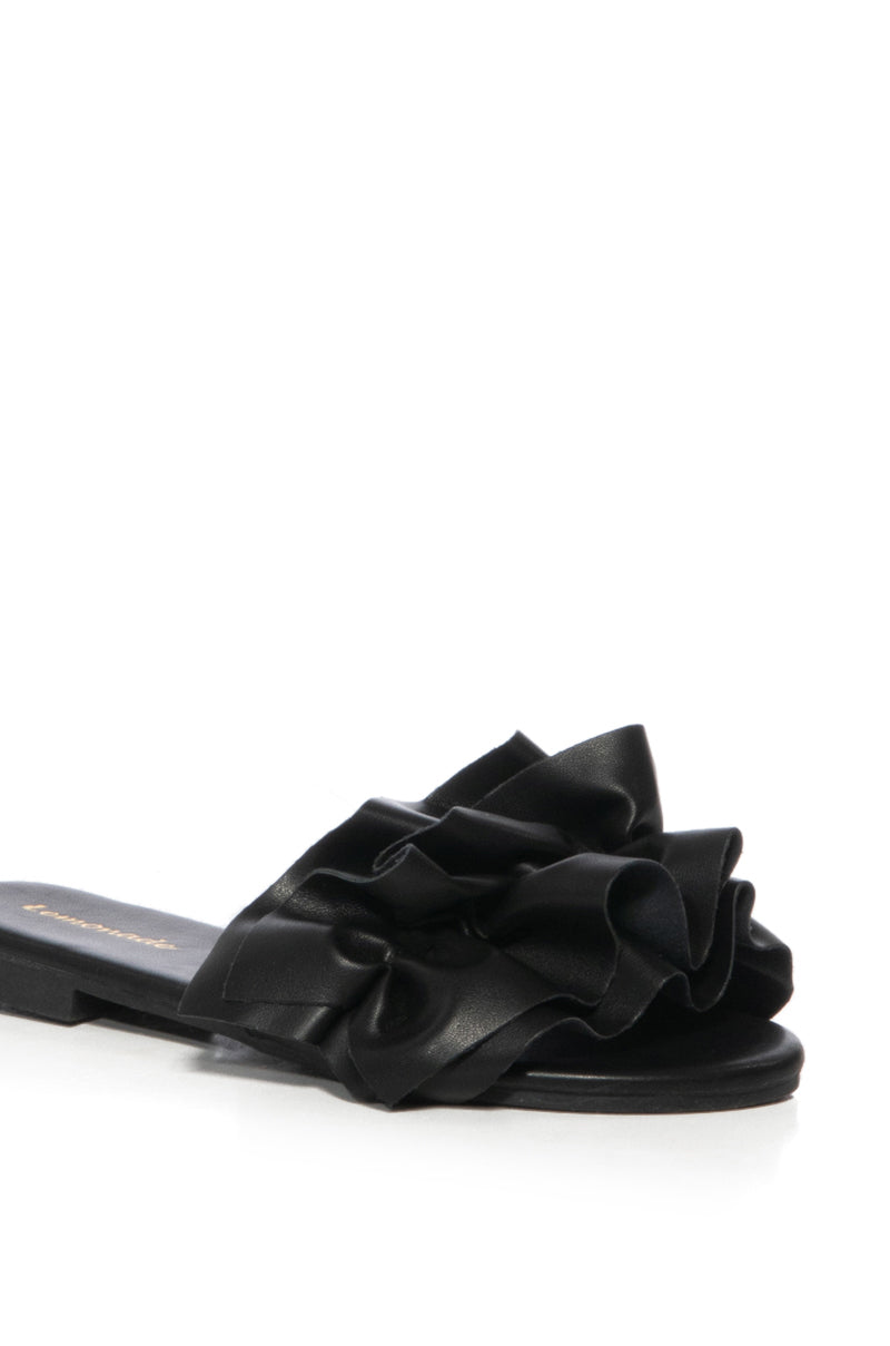 JILL FLAT PU SANDAL IN BLACK