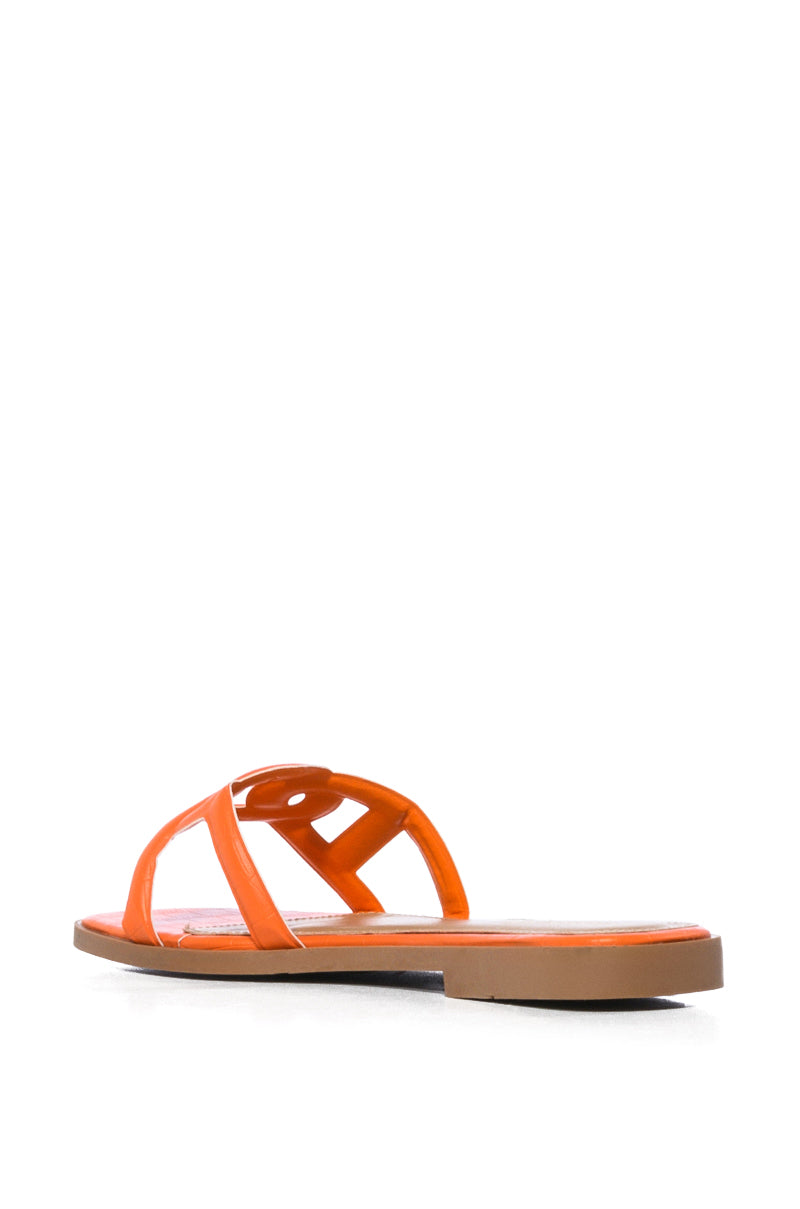GOOEY BASIC DESIGN SLIP ON FLAT SANDAL IN ORANGE