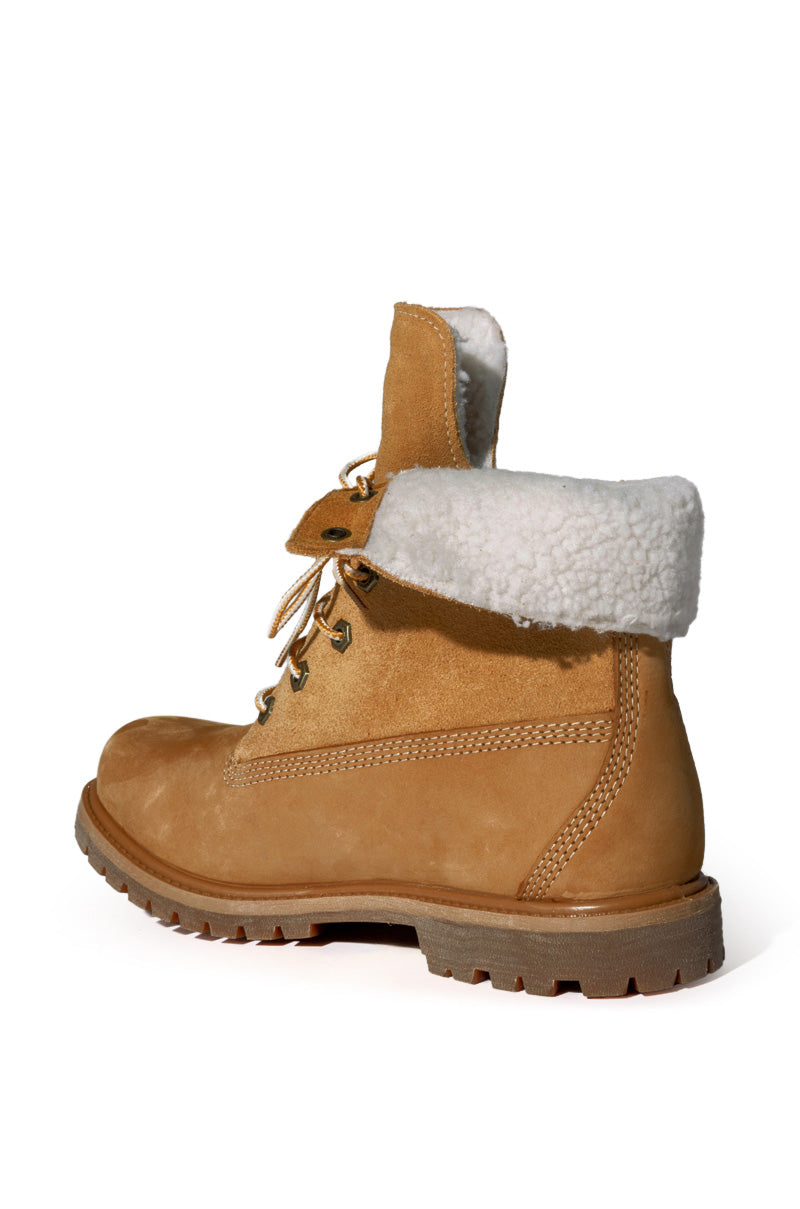 TIMBERLAND AUTHENTICS TEDDY FLEECE FOLD-DOWN BOOT IN WHEAT